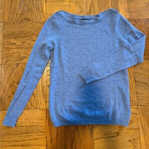 Tahari heather blue/gray 2 ply cashmere boatneck sweater